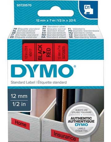 Bild Schriftband D1 45017 schwarz/rot 12mmx7m DYMO-0