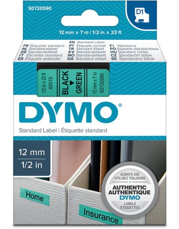 Bild Schriftband D1 45019 schwarz/grün 12mmx7m DYMO-0