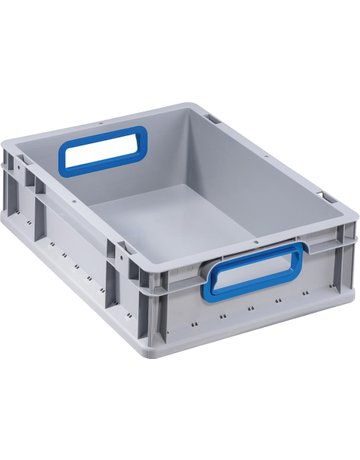 Bild EuroBox 412,400x300x120mm Griffe offen,grau/blau - allit-0