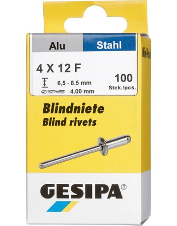 Blindniet Alu/Stahl Flachrundkopf Mini-Pack 4x12mm a 100Stück GESIPA