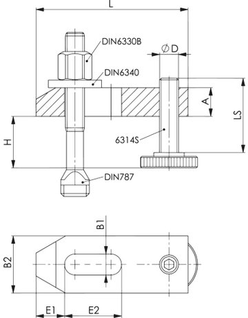 Bild Spanneisen DIN6314V verstärkt 22/16-65mm AMF-1