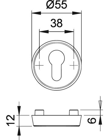 Bild Schutzrosetten-Satz 6633 rd,12mm,ES0/PZ,F1 eloxiert ,TS65-68 - edi-1