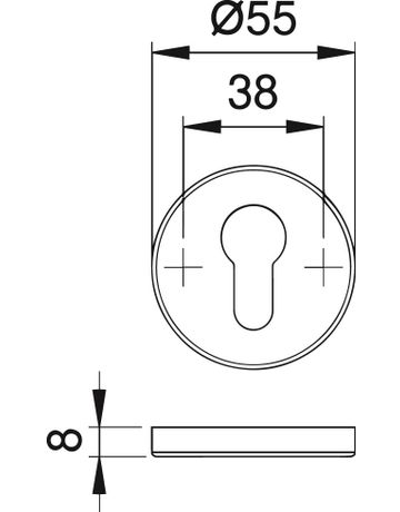 Bild Schutzrosetten-Satz 6633 rd,12mm,ES0/PZ,F1 eloxiert ,TS65-68 - edi-2