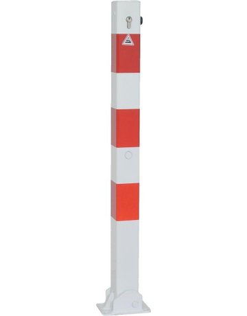 Bild Absperrpfosten rot/weiß H900xB70xT70 mm umlegbar mit Profilzylinder zum Aufdübeln-0