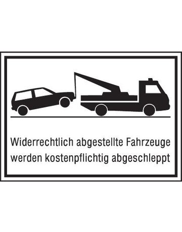 Bild Parkverbotsschild Alu B400xH250 mm Unberechtigt abgestellte Fahrzeuge w. abgeschleppt-0