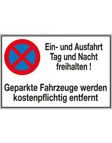Bild Parkverbotsschild Alu B600xH400 mm Ein-und Ausfahrt freihalten-0