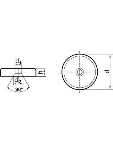 Bild Neodym-Magnet-Flachgreifer mit Bohr.32 x 7,0mm Beloh-1