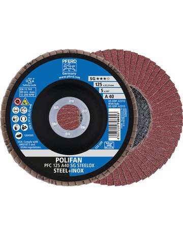 Bild Fächerschleifscheibe A 40SG gewölbt 125mm K40 Pferd-0