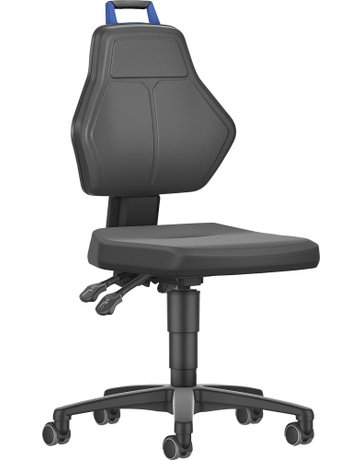 Bild Arbeitsstuhl mit Rollen Integralschaum - blauer Griff FORUM-0