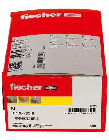 Bild fischer Nageldübel N-Senkkopf, galvanisch verzinkt 8x120/80 S (50)-2