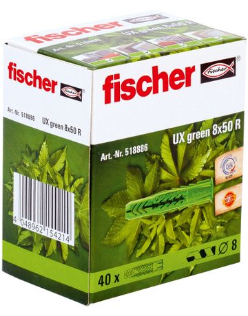 Bild fischer Universal-Nylondübel - R, mit Rand UX GREEN 8x50 R-1