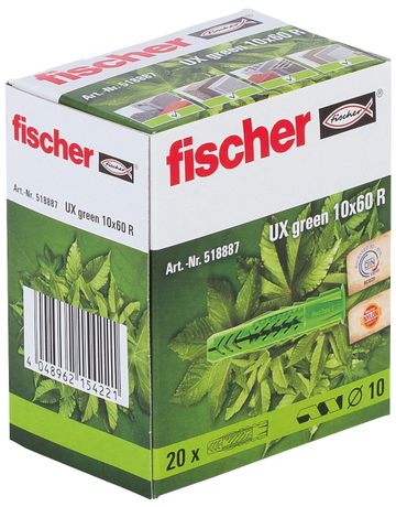 Bild fischer Universal-Nylondübel - R, mit Rand UX GREEN 10x60 R-2