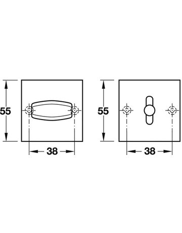 Bild Schlüsselrosettenpaar ASL® 12 1704 eckig,WC/SS, 7mm,ER - FSB-1