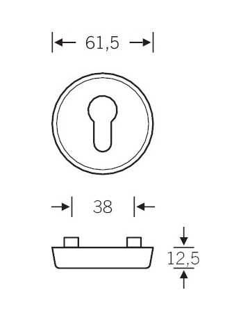 Bild FSB Schutzrosetten-Satz 73 7395, rund, ES 1/Profilzylinder gelocht 12,5mm, edelstahl poliert, Türstärke 67 - 69mm, Durchmesser Rosette (außen)61,5mm-1