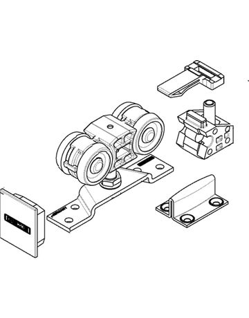 Bild Zimmertür- Doppelrollenwagen, Set, Perlan 140, Kunststoff lackiert-2