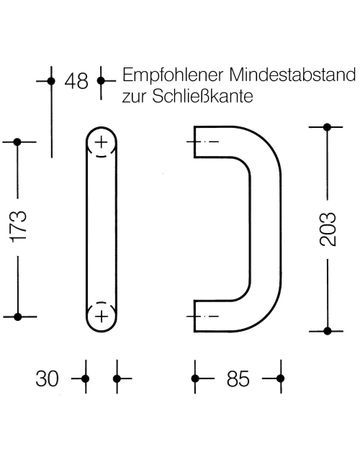 Bild Objekttür- Stoßgriff, 550LT, gerade, DIN Links-Rechts, Befestigungsabstand 173, Polyamid, reinweiß-2