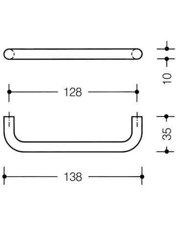 Bild Möbel- Bügelgriff, 548.138, Durchmesser 10x 128mm, Höhe 35mm, reinweiß, durchgefärbt-2