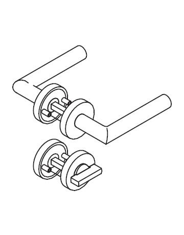 Bild Objekttür- Drückergarnitur, mit Rosetten, rund 162XAB02.230, VK 8mm, WC Schauscheibe/Schlitzkopf, DIN Links-Rechts, edelstahl, Riegel-Vierkant 8 mm-2