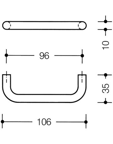 Bild Möbel- Bügelgriff, 548.106, Durchmesser 10x 96mm, Höhe 35mm, reinweiß, durchgefärbt-2