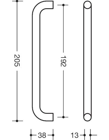 Bild Möbel- Bügelgriff, 548.13.192, Durchmesser 13x 192mm, Höhe 38mm, reinweiß, durchgefärbt-2