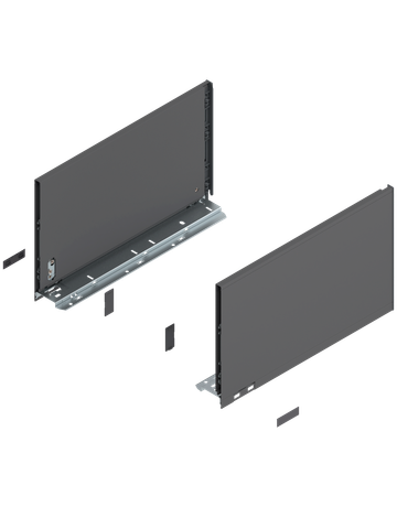 LEGRABOX Zarge, Höhe F (241 mm), NL=400 mm, links/rechts, für LEGRABOX pure, oriongrau matt