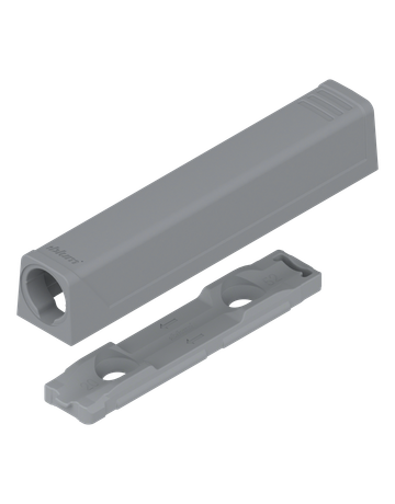 TIP-ON Adapterplatte für Türen, Langversion, gerade, Schrauben, R7036 platingrau