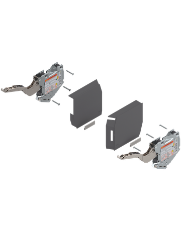 AVENTOS HK-S Hochklappe, Kraftspeicher (Set), LF=400-1000 (bei 2 Stück), zum Schrauben, tiefgrau/inox-g.