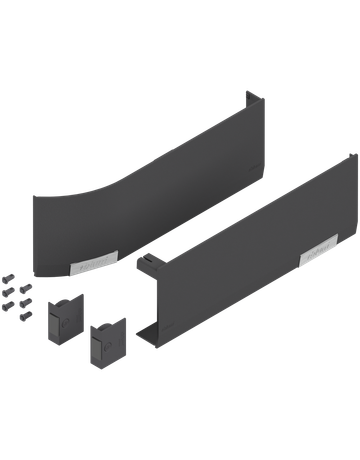 Abdeckkappenset AVENTOS HF/HS/HL (inkl. Auslöseschalter zum Einbohren, beigepackt), glatt, links/rechts, für SERVO-DRIVE, tiefgrau/inox-g. - Blum