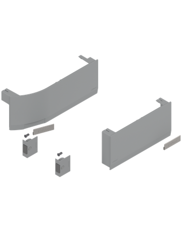 AVENTOS HK top Hochklappe, Abdeckkappe groß (inkl. Auslöseschalter zum Einbohren, beigepackt), glatt, links/rechts, für SERVO-DRIVE, hellgrau/inox-g.