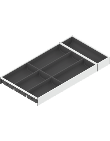 AMBIA-LINE Besteckeinsatz, für LEGRABOX/MERIVOBOX Schubkasten, Kunststoff / Stahl, 7 Besteckfächer, NL=600 mm, Breite=300 mm, seidenweiss /oriongr. - Blum