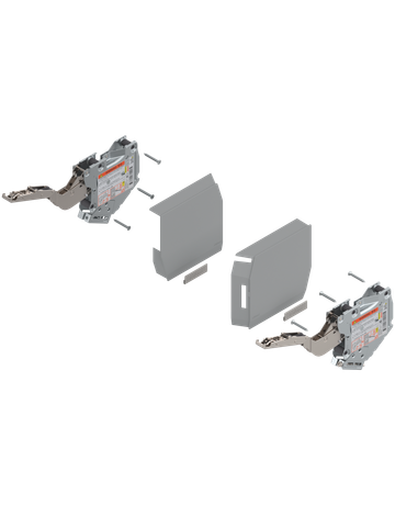 AVENTOS HK-S Hochklappe, Kraftspeicher (Set), LF=220-500 (bei 2 Stück), zum Schrauben, für TIP-ON, hellgrau/inox-g. - Blum