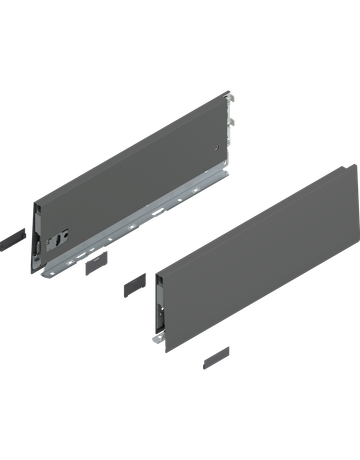 MERIVOBOX Zarge, Höhe K (129 mm), NL=400 mm, links/rechts, oriongrau matt - Blum