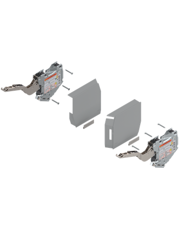 AVENTOS HK-S Hochklappe, Kraftspeicher (Set), LF=400-1000 (bei 2 Stück), zum Schrauben, hellgrau/inox-g.