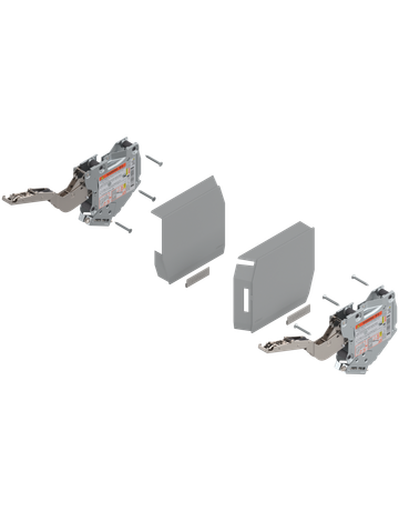 AVENTOS HK-S Hochklappe, Kraftspeicher (Set), LF=960-2215 (bei 2 Stück), zum Schrauben, für TIP-ON, hellgrau/inox-g. - Blum