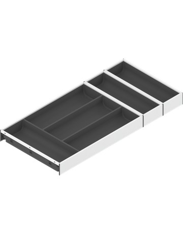 AMBIA-LINE Besteckeinsatz, für LEGRABOX/MERIVOBOX Schubkasten, Kunststoff / Stahl, 6 Besteckfächer, NL=650 mm, Breite=300 mm, seidenweiss /oriongr. - Blum