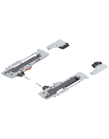 Set (TIP-ON BLUMOTION Einheit + Mitnehmer + Adapter), für TANDEMBOX, Typ L5, NL=350-650 mm, Gesamtgewicht des Auszugs=30-65 kg, links/rechts, schwarz