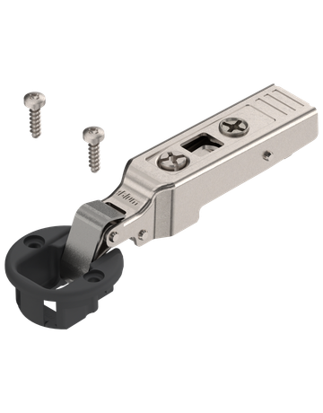 CLIP top Glastürscharnier 94°, Eckanschlag, Topf: Schrauben, schwarz/nickel