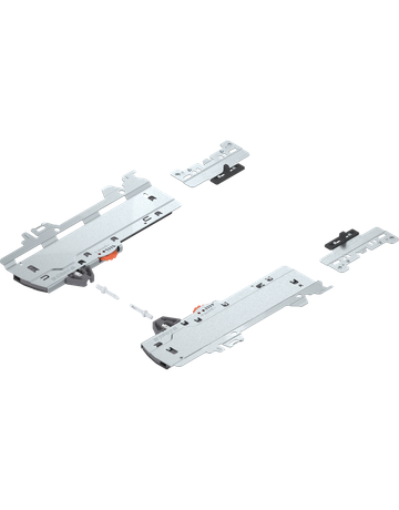 Set (TIP-ON BLUMOTION Einheit + Mitnehmer + Adapter), für MERIVOBOX, Typ L5, NL=450-650 mm, Gesamtgewicht des Auszugs=35-70 kg, links/rechts, schwarz