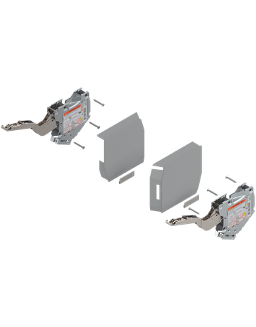 AVENTOS HK-S Hochklappe, Kraftspeicher (Set), LF=220-500 (bei 2 Stück), zum Schrauben, hellgrau/inox-g. - Blum