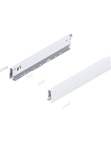 MERIVOBOX Zarge, Höhe N (68.5 mm), NL=400 mm, links/rechts, seidenweiss matt