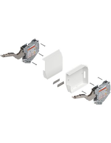 AVENTOS HK-S Hochklappe, Kraftspeicher (Set), LF=960-2215 (bei 2 Stück), zum Schrauben, für TIP-ON, seidenweiss/inox-g. - Blum