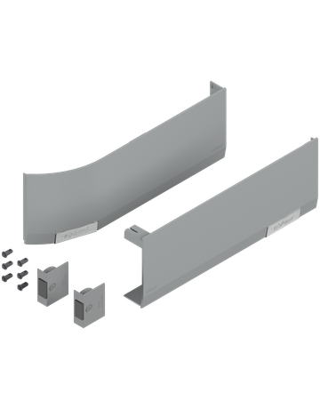 Abdeckkappenset AVENTOS HF/HS/HL (inkl. Auslöseschalter zum Einbohren, beigepackt), glatt, links/rechts, für SERVO-DRIVE, hellgrau/inox-g. - Blum