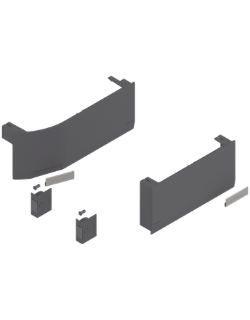 AVENTOS HK top Hochklappe, Abdeckkappe groß (inkl. Auslöseschalter zum Einbohren, beigepackt), glatt, links/rechts, für SERVO-DRIVE, tiefgrau/inox-g.