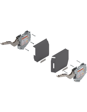 AVENTOS HK-S Hochklappe, Kraftspeicher (Set), LF=220-500 (bei 2 Stück), zum Schrauben, für TIP-ON, tiefgrau/inox-g. - Blum