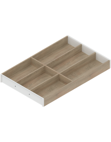 AMBIA-LINE Besteckeinsatz, für LEGRABOX/MERIVOBOX Schubkasten, Holzdesign, 6 Besteckfächer, NL=500 mm, Breite=300 mm, Bard.Eiche/seidenwei - Blum