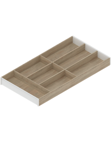 AMBIA-LINE Besteckeinsatz, für LEGRABOX/MERIVOBOX Schubkasten, Holzdesign, 7 Besteckfächer, NL=600 mm, Breite=300 mm, Bard.Eiche/seidenwei - Blum