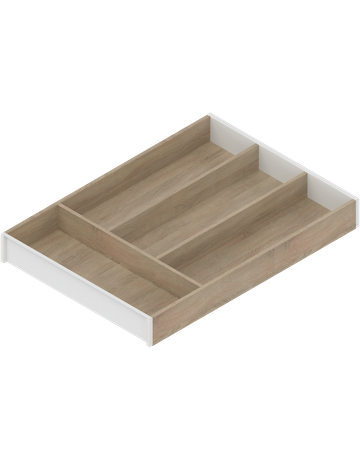 AMBIA-LINE Besteckeinsatz, für LEGRABOX/MERIVOBOX Schubkasten, Holzdesign, 4 Besteckfächer, NL=450 mm, Breite=300 mm, Bard.Eiche/seidenwei - Blum