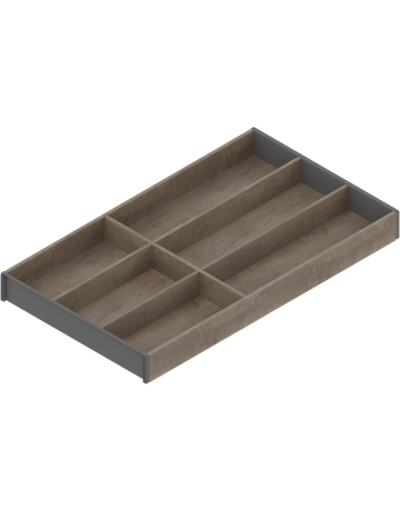 AMBIA-LINE Besteckeinsatz, für LEGRABOX/MERIVOBOX Schubkasten, Holzdesign, 6 Besteckfächer, NL=550 mm, Breite=300 mm, Nebr.Eiche/oriongrau - Blum