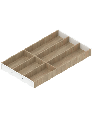 AMBIA-LINE Besteckeinsatz, für LEGRABOX/MERIVOBOX Schubkasten, Holzdesign, 6 Besteckfächer, NL=550 mm, Breite=300 mm, Bard.Eiche/seidenwei - Blum