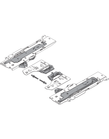 Bild Set (TIP-ON BLUMOTION Einheit + Mitnehmer + Adapter), für TANDEMBOX, Typ L1, NL=350-600 mm, Gesamtgewicht des Auszugs=0-20 kg, links/rechts, R7035 lichtgrau-1